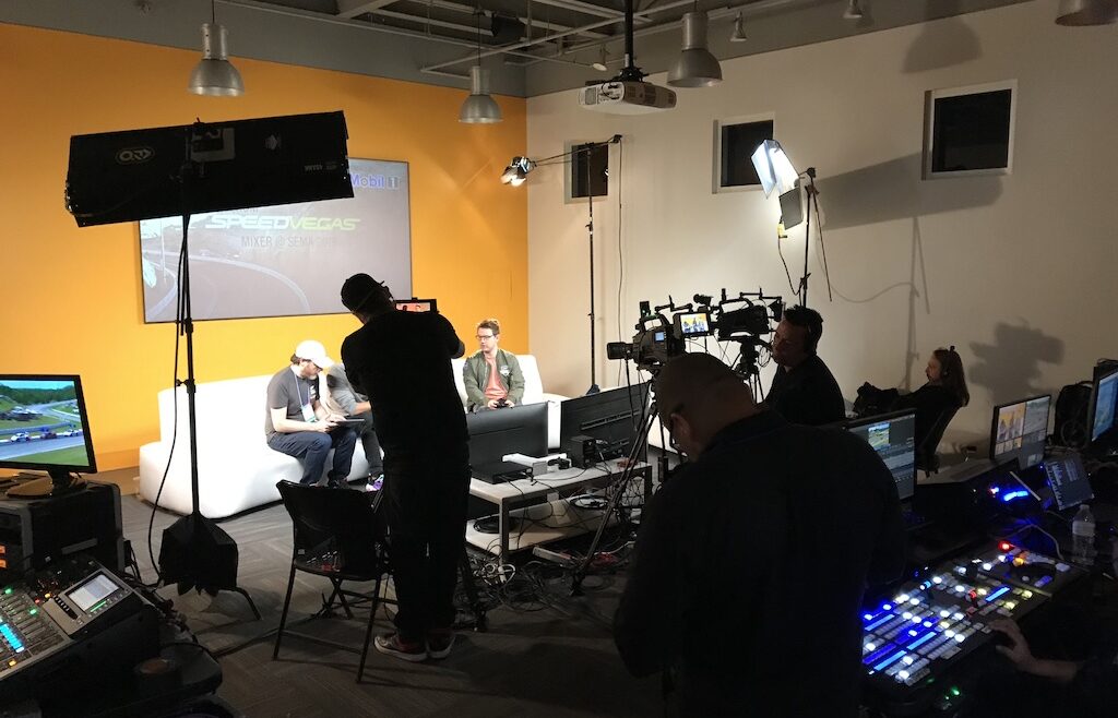 Photo of the CIRCLE team filming and producing live content